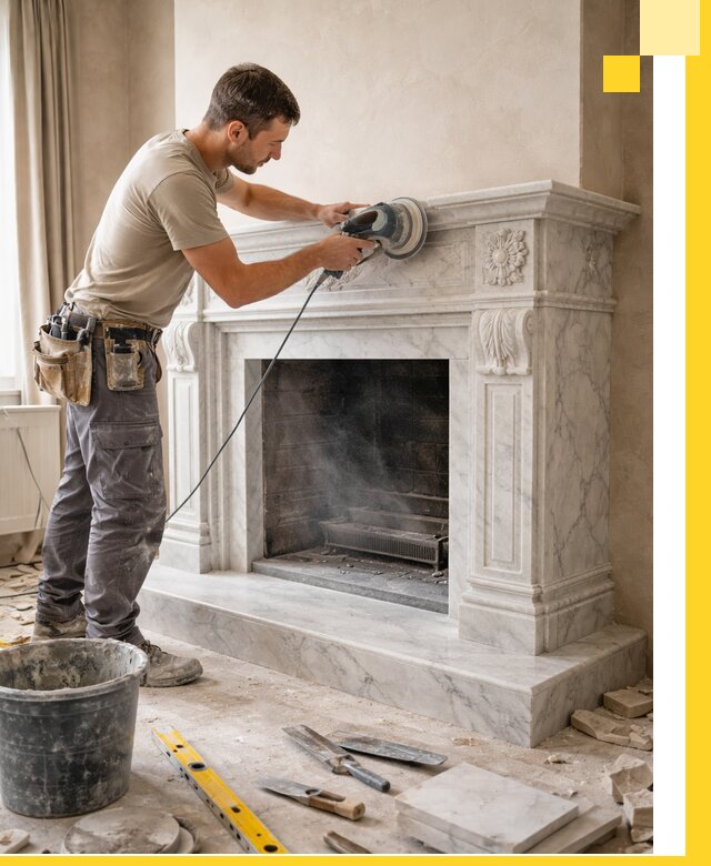 Изготовление и установка мраморных каминов в Зеленодольске под ключ