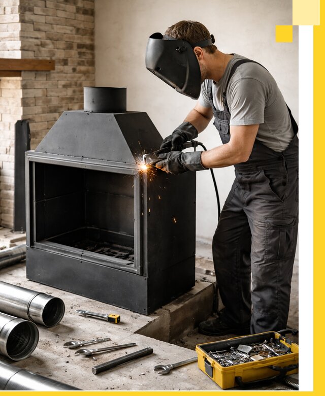 Продажа и установка металлических каминов в Зеленодольске под ключ