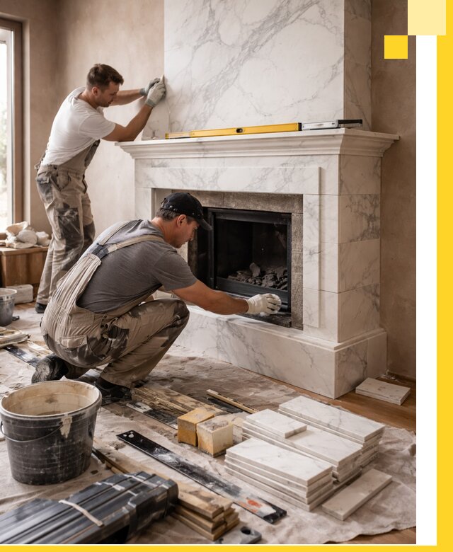 Отделка каминов в Зеленодольске качественные облицовочные работы