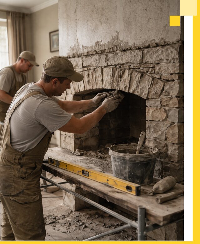 Изготовление каминов под ключ в Зеленодольске, монтаж и отделка