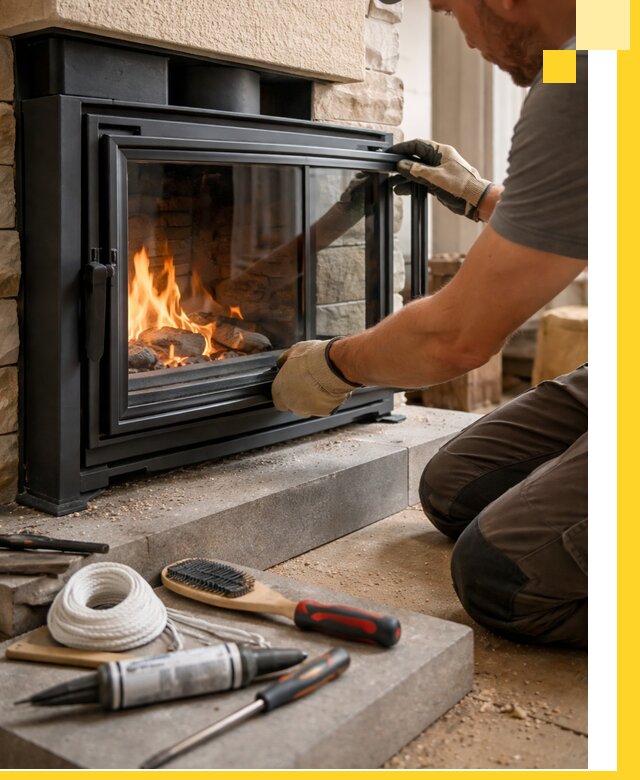 Производство, монтаж и доставка каминов со стеклом в Зеленодольске