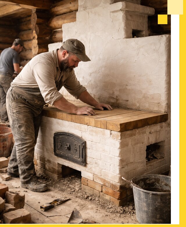 Проектирование и установка русской печи с лежанкой в Зеленодольске