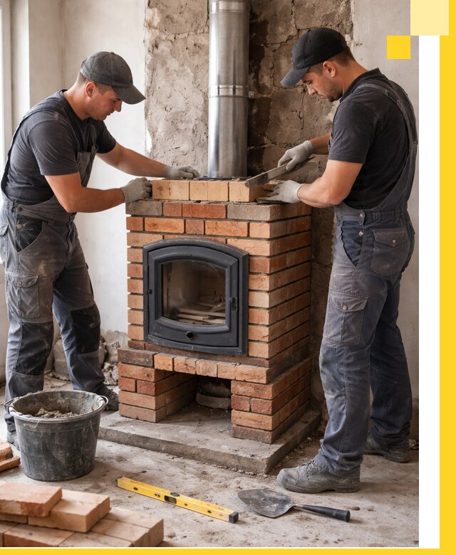 Монтаж печи камина под ключ в Зеленодольске с гарантией и пусконаладкой