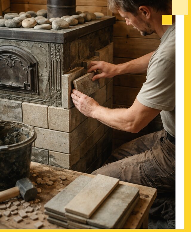 Облицовка банных печей в Зеленодольске профессиональная отделка