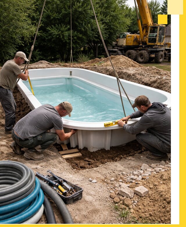 Установка и монтаж композитных бассейнов под ключ в Зеленодольске