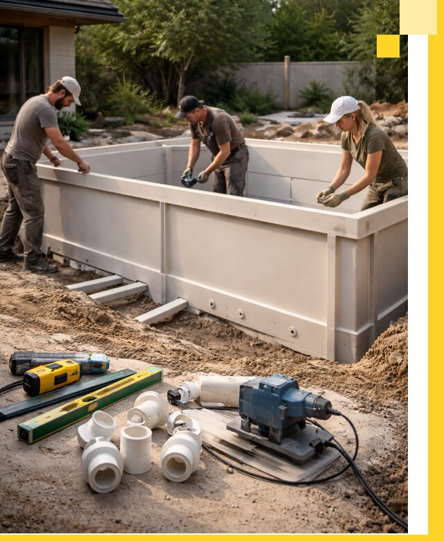 Установка полипропиленовых бассейнов под ключ в Зеленодольске