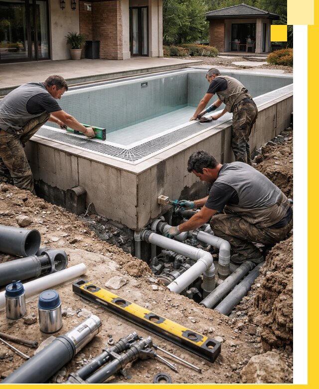 Строительство переливных бассейнов в Зеленодольске под ключ