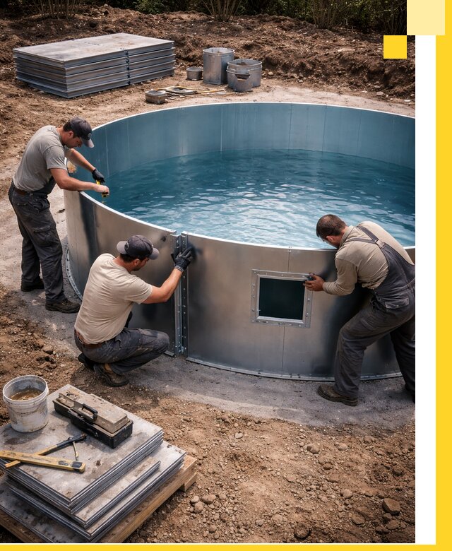 Круглые бассейны под ключ в Зеленодольске проектирование и монтаж