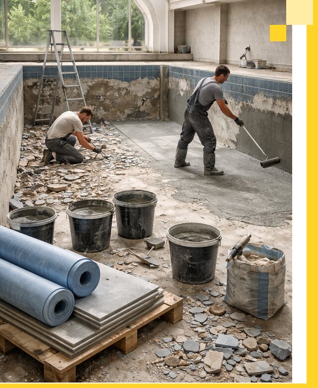 Реконструкция бассейнов в Зеленодольске: ремонт, гидроизоляция