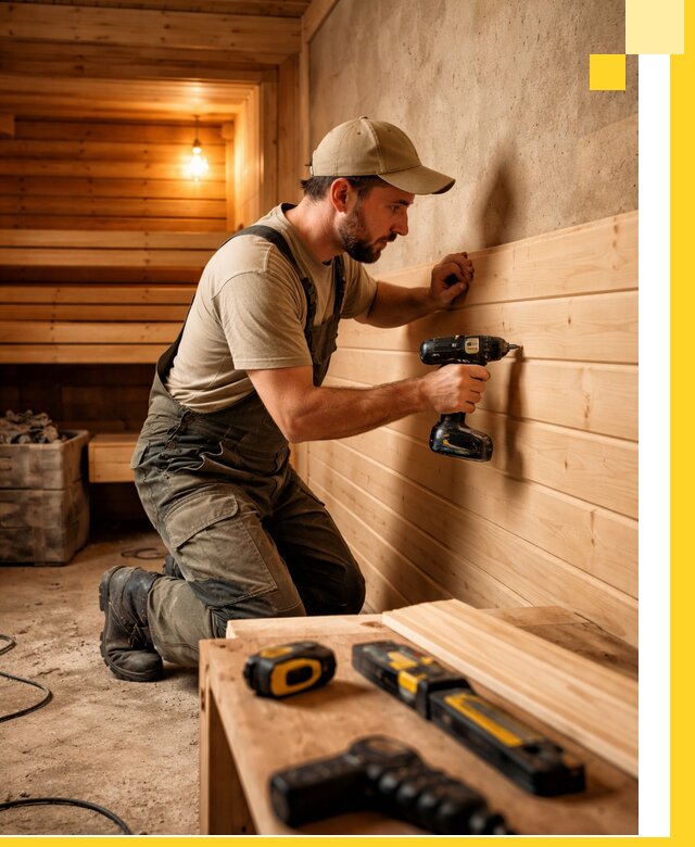 Профессиональная внутренняя отделка бани в Зеленодольске под ключ