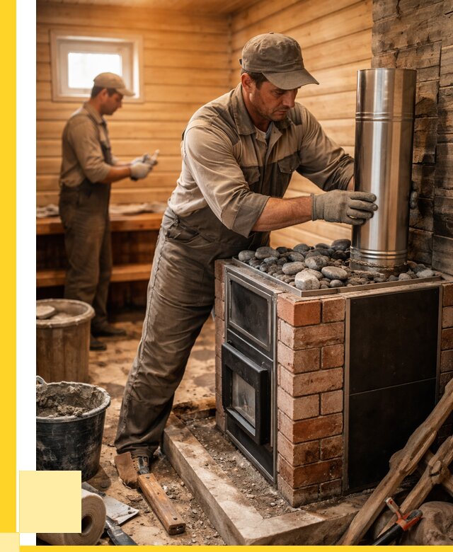 Монтаж печи в бане под ключ в Зеленодольске от 20700 р. | ЭриданЗлн