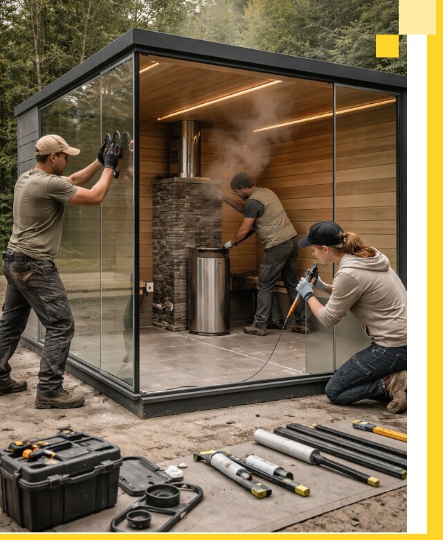 Проектирование и строительство стеклянных бань в Зеленодольске