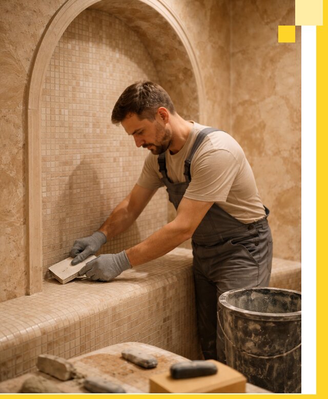 Профессиональная отделка хамамов с мозаикой под ключ в Зеленодольске