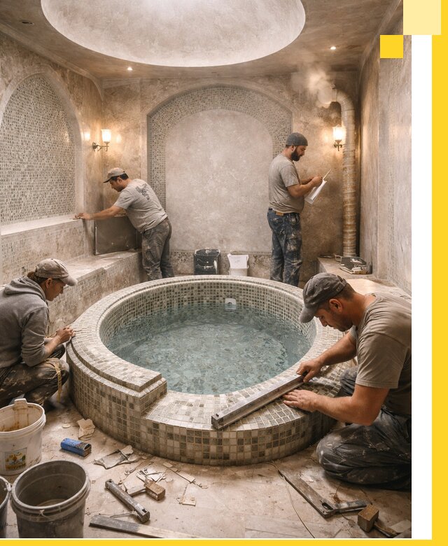 Профессиональное строительство хамама с бассейном в Зеленодольске под ключ