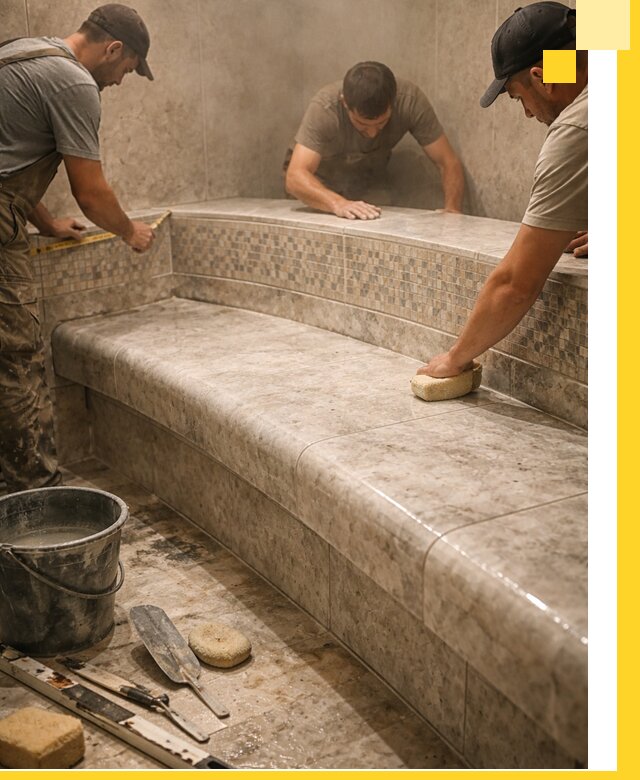 Изготовление и установка сидений для хамама в Зеленодольске