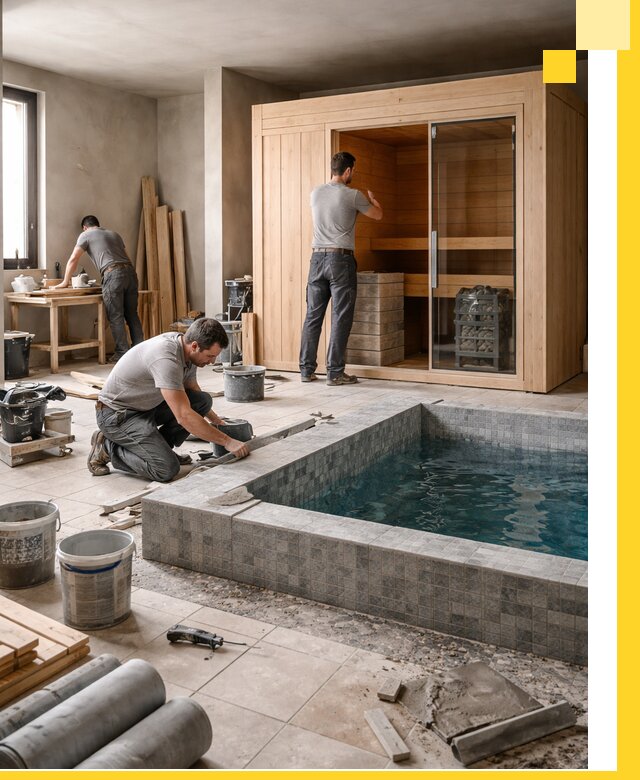 SPA зоны под ключ с бассейном сауной и печью в Зеленодольске